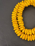 Fused Krobo Rondelle Recycled Glass Beads | Golden Yellow Ghana Glass Beads | Authentic African Jewelry Supplies