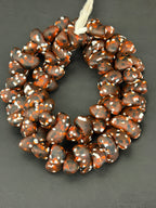 XL Cocoa Ember Canoe-Shaped Krobo Powdered Glass Beads | Brown, Rust & Ivory Recycled Glass Beads | Handmade African Beads from Ghana