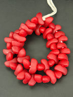 XL Ruby Red Canoe-Shaped Krobo Powdered Glass Beads | Large Hole Recycled Glass Beads | Handmade African Beads from Ghana