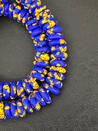Authentic Royal Blue Fused Krobo Rondelle Glass Beads for Jewelry Designers | Ghana Artisan Collection