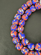Authentic Fused Krobo Recycled Glass Beads 12–14mm | Red Blue African Glass Beads | Handmade in Ghana