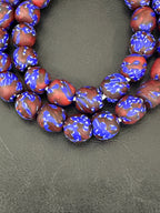 Royal Indigo Fused Krobo Recycled Glass Beads 12–14mm | Handmade African Glass Beads from Ghana | 44 Beads Per Strand