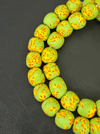 Authentic Fused Krobo Recycled Glass Beads 12–14mm | Green African Glass Beads | Handmade in Ghana