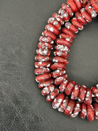 Authentic Garnet Red Fused Krobo Rondelle Beads | Handmade Recycled Glass Beads | Ghana