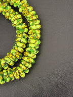 Fused Krobo Rondelle Recycled Glass Beads | Lime Green Ghana Glass Beads | Authentic African Designer Jewelry Supplies