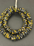 Midnight Heritage Fused Krobo Rondelle Recycled Glass Beads | Handmade Ghana African Glass Beads | 95–99 Beads per Strand