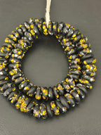 Golden Yellow Organic Rondelle handcrafted Ghanaian recycled glass beads