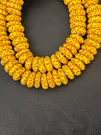 Fused Krobo Rondelle Recycled Glass Beads | Golden Yellow Ghana Glass Beads | Authentic African Jewelry Supplies