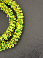 Fused Krobo Rondelle Recycled Glass Beads | Lime Green Ghana Glass Beads | Authentic African Designer Jewelry Supplies
