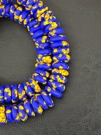 Authentic Royal Blue Fused Krobo Rondelle Glass Beads for Jewelry Designers | Ghana Artisan Collection