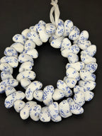 XL White & Cobalt Blue Canoe-Shaped Krobo Powdered Glass Beads | Handmade Recycled Glass Beads from Ghana | African Statement Beads