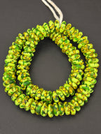 Fused Krobo Rondelle Recycled Glass Beads | Lime Green Ghana Glass Beads | Authentic African Designer Jewelry Supplies