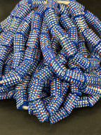 Stars & Stripes Krobo Glass Beads | Royal Blue Polka Dot Long Tube Beads | Handcrafted Ghana Recycled Glass Beads