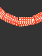 Painted Krobo Glass Beads | Red & White Polka Dot Long Tube Beads | Handcrafted Ghana Recycled Glass Beads