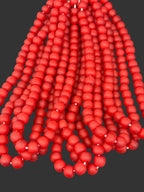 Ruby Frost Krobo Pocket Glass Beads | Handcrafted Ghana Recycled Glass Beads | Frosted Red Artisan Beads