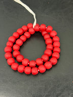 Red African Glass Bead Bundle: Hand-Painted Krobo Rondelle & Round Pocket Glass Beads from Ghana
