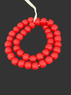 Ruby Frost Krobo Pocket Glass Beads | Handcrafted Ghana Recycled Glass Beads | Frosted Red Artisan Beads