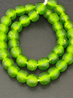 African Glass Bead Bundle – Multicolor Painted Rondelles with Lime Green Pocket Glass Beads