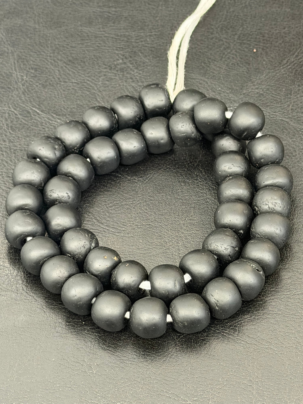 AADAMPO Curator Bundle™ | Coral Hand-Painted Krobo Rondelle Glass Beads & Matte Black Pocket Glass Beads | Handmade in Ghana