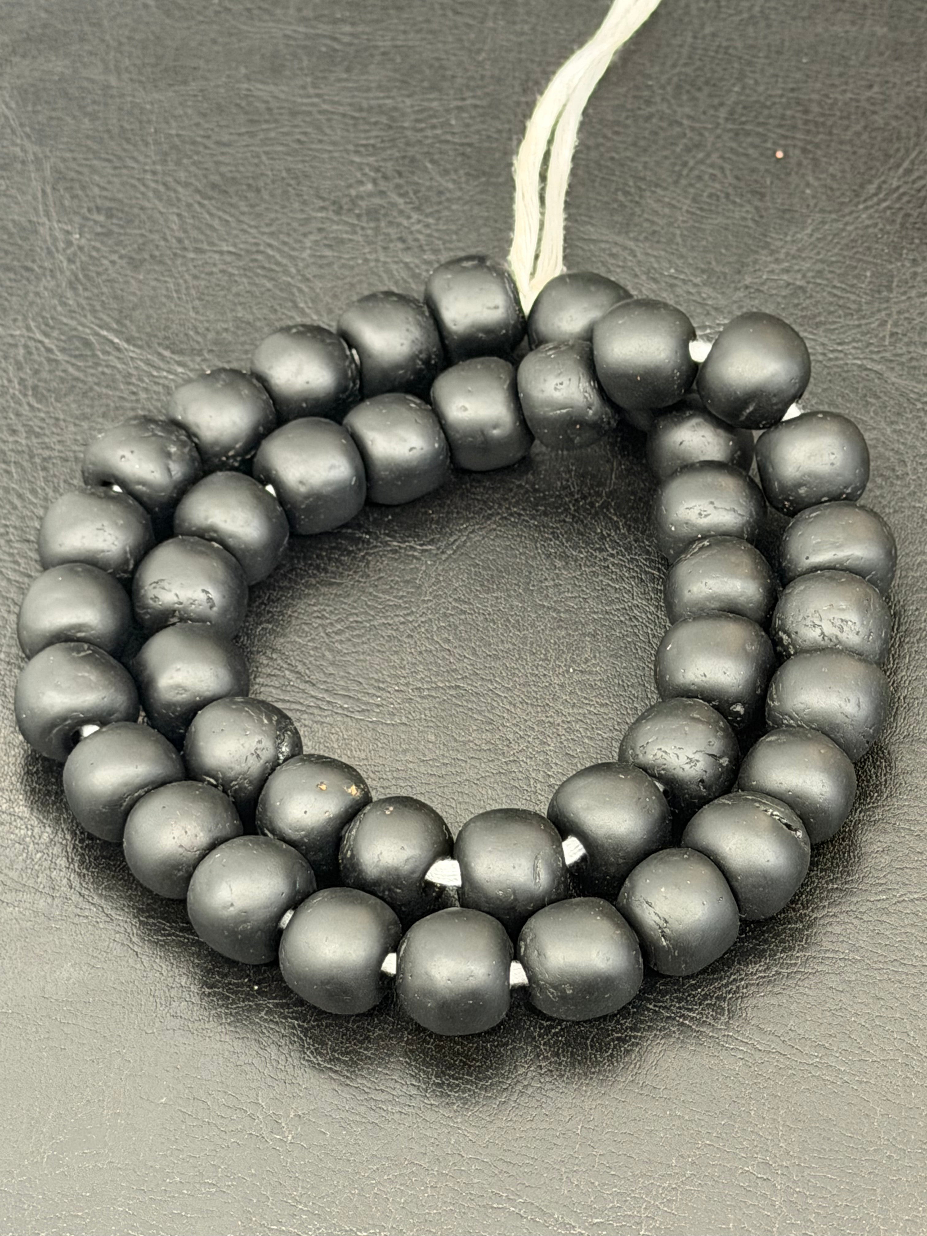 AADAMPO Curator Bundle™ | Coral Hand-Painted Krobo Rondelle Glass Beads & Matte Black Pocket Glass Beads | Handmade in Ghana