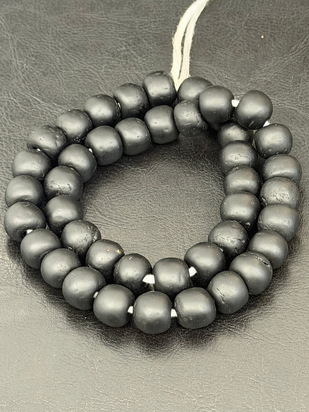 AADAMPO Curator Bundle™ | Coral Hand-Painted Krobo Rondelle Glass Beads & Matte Black Pocket Glass Beads | Handmade in Ghana