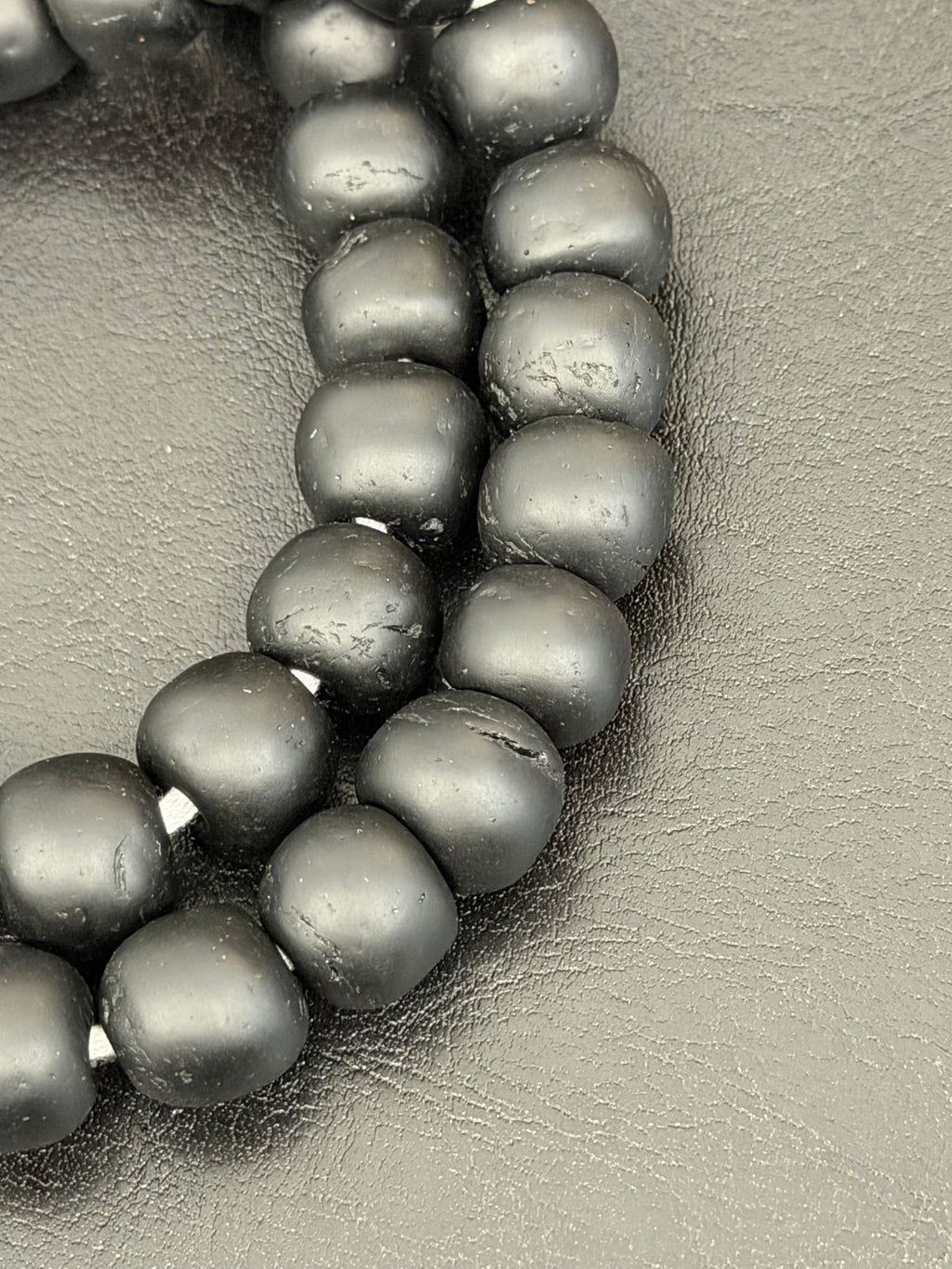 AADAMPO Curator Bundle™ | Coral Hand-Painted Krobo Rondelle Glass Beads & Matte Black Pocket Glass Beads | Handmade in Ghana