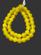 Golden Sunrise Krobo Pocket Glass Beads | Handcrafted Ghana Recycled Glass Beads | Frosted Yellow Artisan Beads