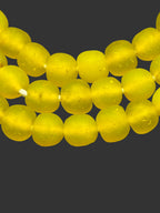 Golden Sunrise Krobo Pocket Glass Beads | Handcrafted Ghana Recycled Glass Beads | Frosted Yellow Artisan Beads