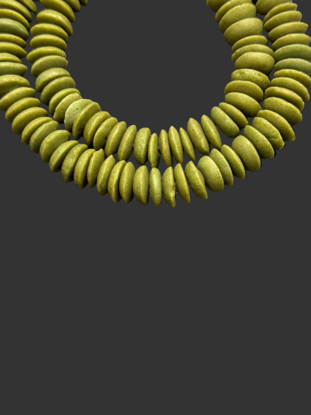 Ashanti Glass Rondelle Beads – Olive Heritage Green Recycled Glass Beads | Large Hole African Glass Beads Handcrafted in Ghana