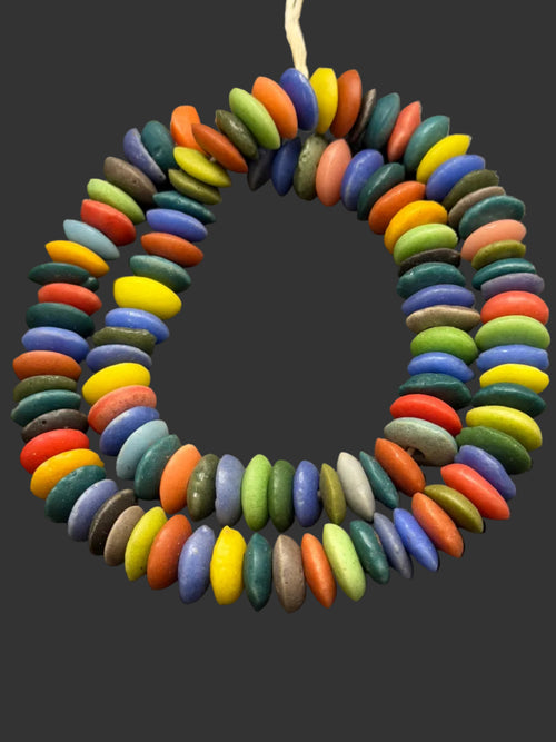 Rondelle African recycled glass beads