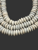 Ashanti Glass Rondelle Beads – Archive Ivory Gray Recycled Glass Beads | Large Hole African Glass Beads Handcrafted in Ghana