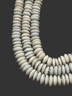 Ashanti Glass Rondelle Beads – Archive Ivory Gray Recycled Glass Beads | Large Hole African Glass Beads Handcrafted in Ghana