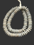 Ashanti Glass Rondelle Beads – Archive Ivory Gray Recycled Glass Beads | Large Hole African Glass Beads Handcrafted in Ghana