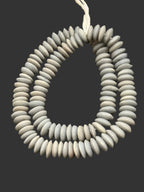 Ashanti Glass Rondelle Beads – Archive Ivory Gray Recycled Glass Beads | Large Hole African Glass Beads Handcrafted in Ghana