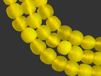 Golden Sunrise Krobo Pocket Glass Beads | Handcrafted Ghana Recycled Glass Beads | Frosted Yellow Artisan Beads