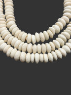Ashanti Glass Rondelle Beads – Ivory White Recycled Glass Beads | Handcrafted Ghanaian Glass Bead Strand
