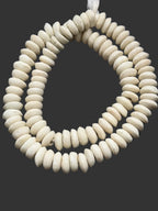 Ashanti Glass Rondelle Beads – Ivory White Recycled Glass Beads | Handcrafted Ghanaian Glass Bead Strand