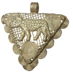 African Brass Leopard Pendant with Adinkrahene Symbol – Ghana
