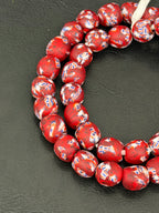 Heritage Crimson Celebration Fused Krobo Glass Beads | Handcrafted Ghana Recycled Glass Beads | Festival Collection