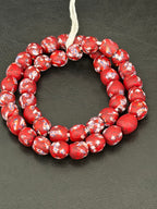 Heritage Crimson Celebration Fused Krobo Glass Beads | Handcrafted Ghana Recycled Glass Beads | Festival Collection