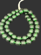 Emerald Frost Krobo Pocket Glass Beads | Handcrafted Ghana Recycled Glass Beads | Translucent Green Artisan Beads