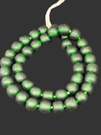 Emerald Frost Krobo Pocket Glass Beads | Handcrafted Ghana Recycled Glass Beads | Translucent Green Artisan Beads