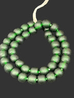 Emerald Frost Krobo Pocket Glass Beads | Handcrafted Ghana Recycled Glass Beads | Translucent Green Artisan Beads