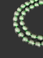 Emerald Frost Krobo Pocket Glass Beads | Handcrafted Ghana Recycled Glass Beads | Translucent Green Artisan Beads