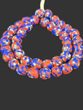 Fused Krobo Glass Beads | Red White Blue Artisan Recycled Glass Beads | Handcrafted Ghana Statement Beads