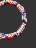 Painted Krobo Glass Beads | Red White & Blue Long Tube Beads | Handcrafted Ghana Recycled Glass Beads