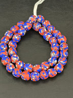 Fused Krobo Glass Beads | Red White Blue Artisan Recycled Glass Beads | Handcrafted Ghana Statement Beads