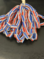 Freedom Stripe Krobo Glass Beads | Red White & Blue Long Tube Beads | Handcrafted Ghana Recycled Glass Beads