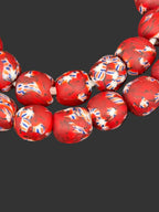 Heritage Crimson Celebration Fused Krobo Glass Beads | Handcrafted Ghana Recycled Glass Beads | Festival Collection