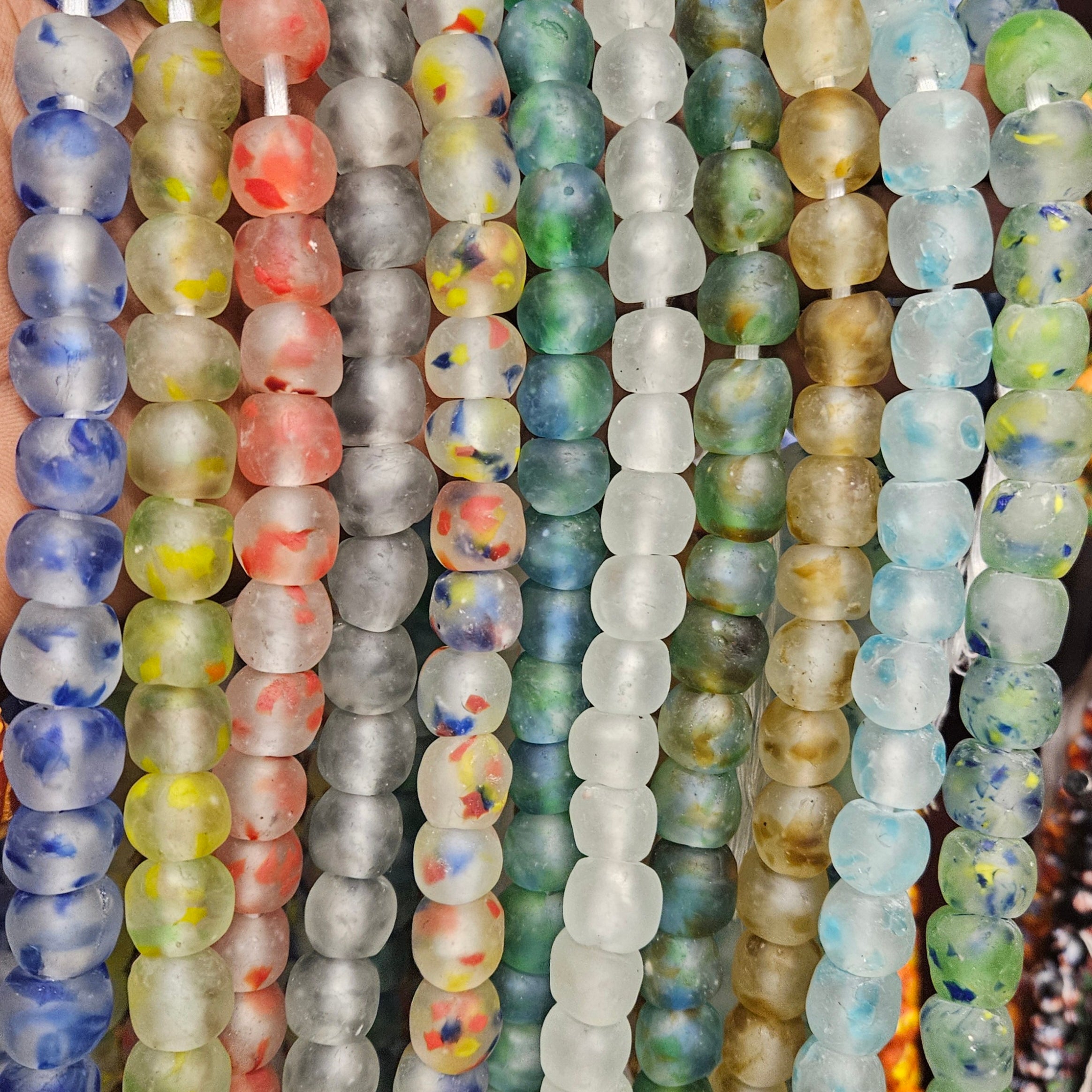 Round Krobo Transparent Recycled Glass Beads 